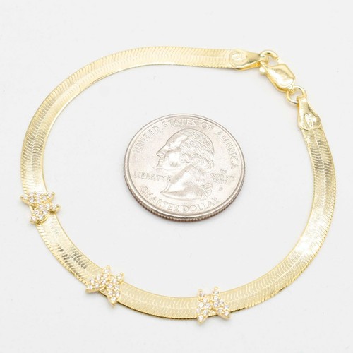 Bracciale A V Doppio In Oro Giallo Placcato 14K In Argento Sterling 925 - Foto 4 di 8