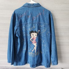Classic Elements Jacket Womens Xl Betty Boop Vtg Oversized Cotton Denim Shacket