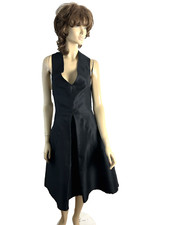 DOLCE $ GABBANA BLACK FIT & FLARE POCKETS HALTER  EVENING MIDI  DRESS SIZE 40