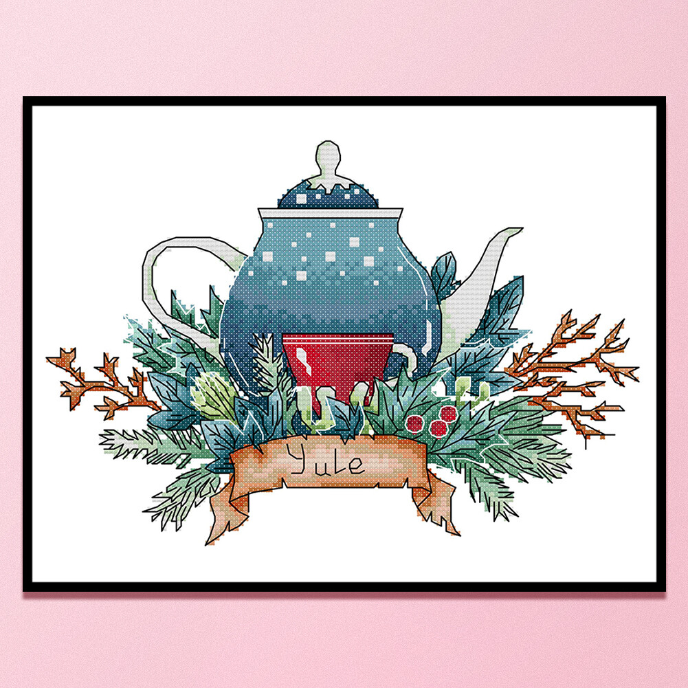 Partial Embroidery Teapot Stamped Canvas 14CT DIY Cross Stitch Kits
