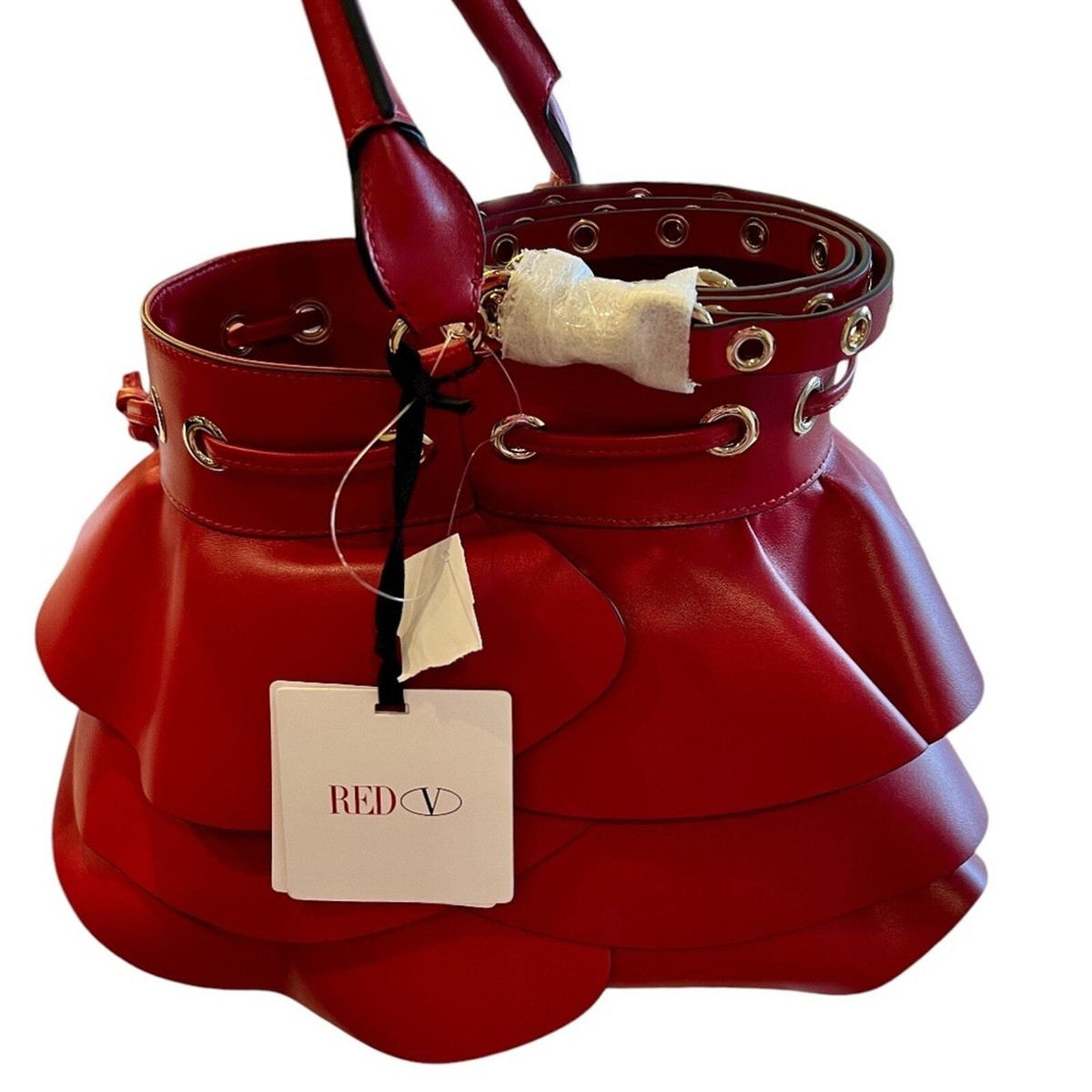 Leather Handbags Red Valentino Bucket Bag Valentino Garavani