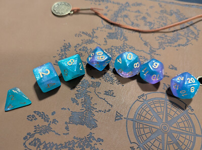  Mermaid Blue  7 Dice Set Poly RPG DnD Dungeons Dragons AD&D Pathfinder d20