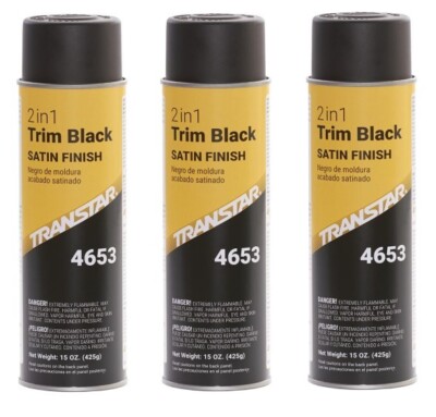 Transtar 4653 2 in 1 Trim Aerosol Satin Black (20 oz) (3 Pack)