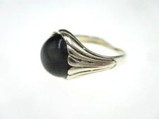 FS Designer Ring 925 Sterling Silber Vintage Modernist Edelstein Onyx SCHEURLE