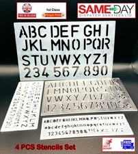 4 Pc Stencil Set Assorted Small & Large size Alphabet Letters and Numbers