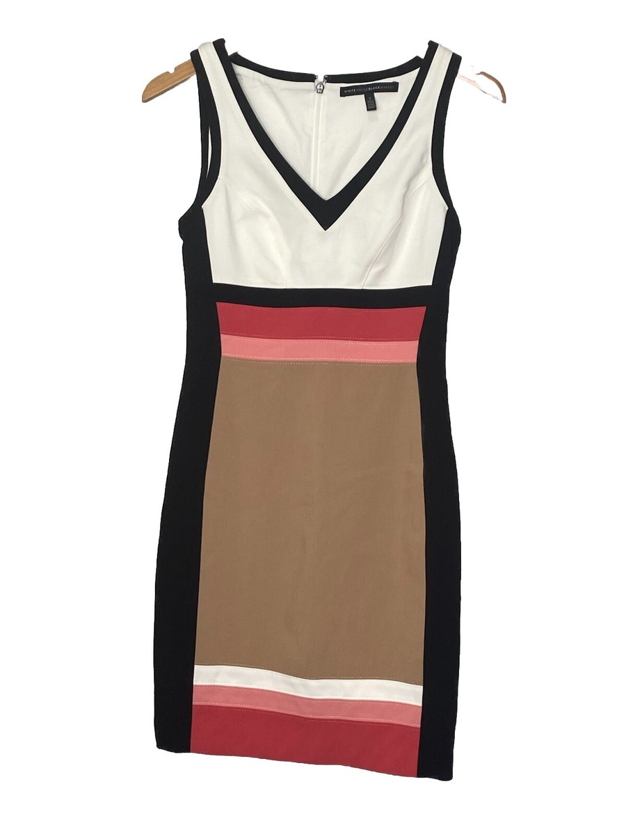 White House Black Market Women’s Colorblock Sheath Dress Knee Length Size