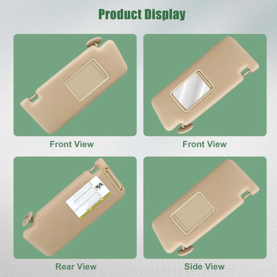 Parasol pasajero beige tostado para Toyota Tacoma 2005-2014 con extensión y espejo retrovisor Foto 2 de 4