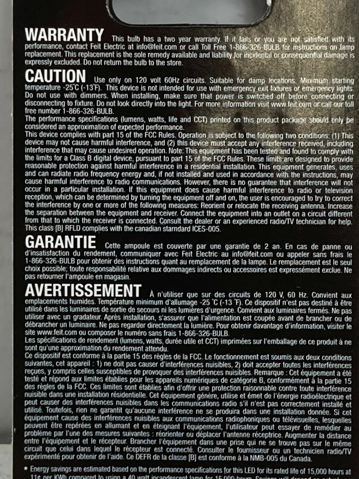 Feit Electric Performance R7S LED Light Bulb. 40 Watt Equivalent. 450 Lumens.  - Image 4 of 4