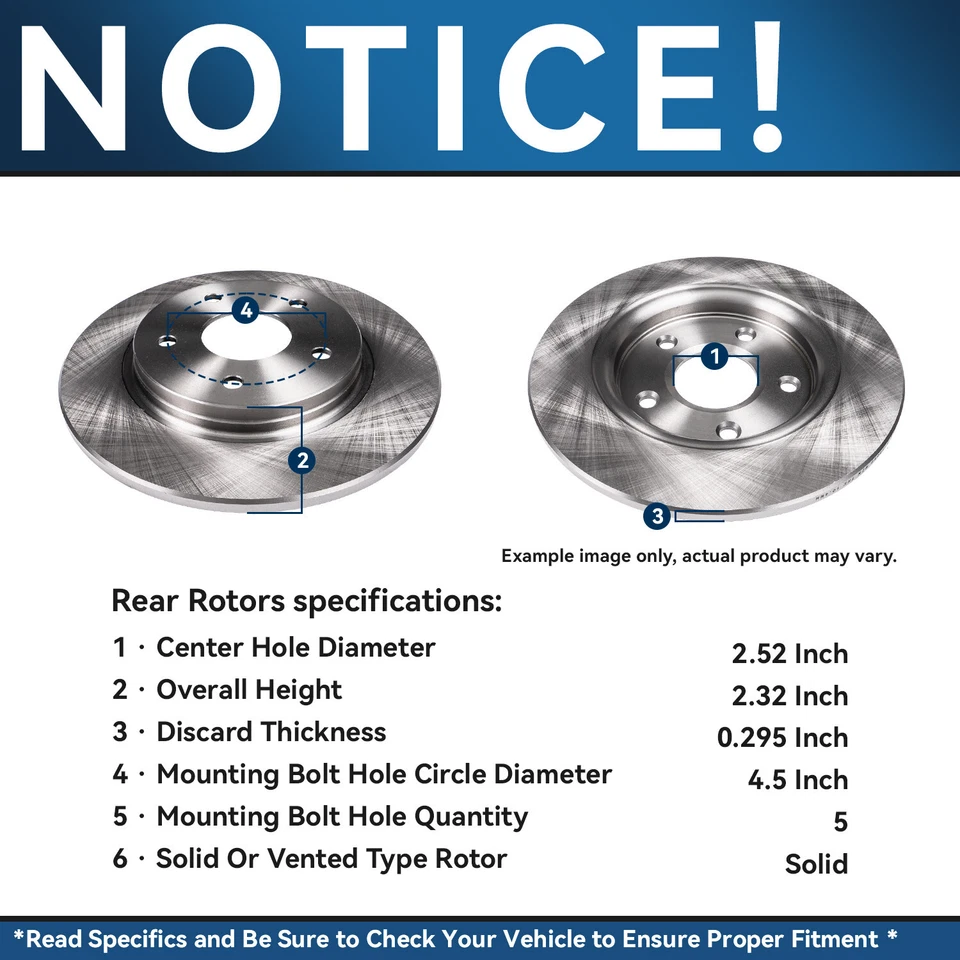 Front and Rear Disc Rotors Ceramic Brake Pads for 1999-2003 Acura TL Base Type-S - Image 4 of 4
