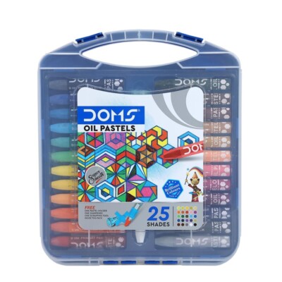 DOMS Non-Toxic Hexagonal Jumbo Oil Pastel Set in Plastic Carry Case 25 Assorted