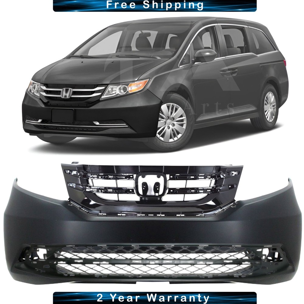 2014-2017 Honda Odyssey OEM Replacement Front Bumper Cover Fascia Grille Kit  