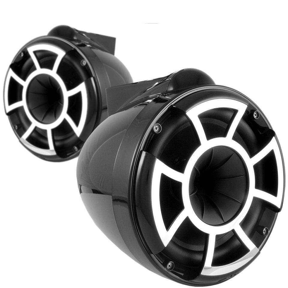 Wet Sounds REV8BFMINI 8" Black Towers Stainless Fixed Mini Clamps SYN