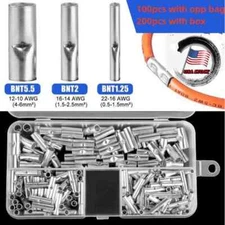 Copper Bare Wire Splice Terminals Ferrule Butt Crimp Connectors US 100/200Pcs