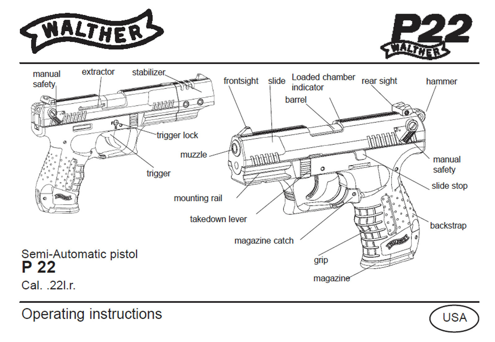 Walther P22 Pistol Owners Instruction and Maintenance Manual eBay
