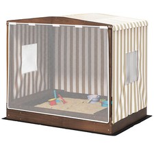 Kids Wooden Sandbox Full Covered Canopy with Mesh Door