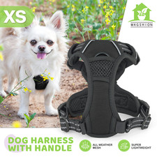 Black No Pull Dog Pet Harness Reflective Strip Adjustable Control Comfort Handle