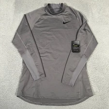 Nike Shirt Mens XL Gray Therma Fit Mock Neck Base Layer Slim Fit Dri-Fit New