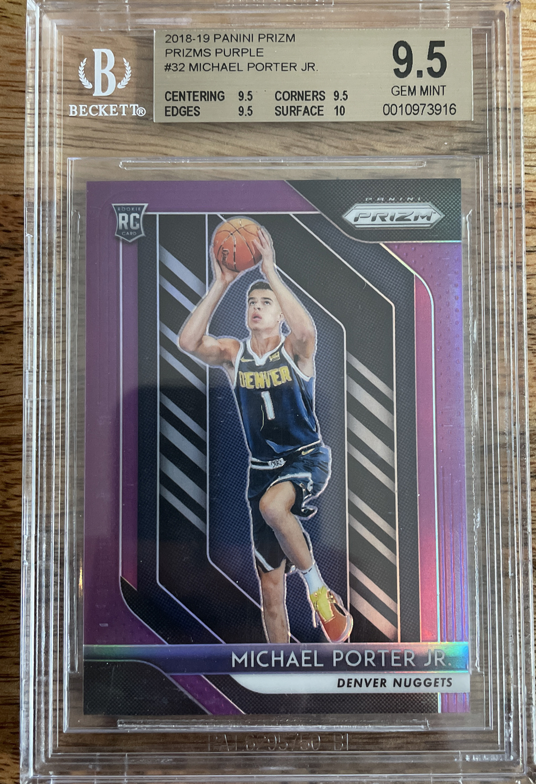 2018 Panini Prizm Purple /75 Michael Porter Jr Rookie BGS 9.5