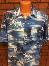Good Vibes Hawaiian Mens S Sleeve Shirt XL Color is blue/white Made in USA C7-3