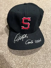 ORLANDO MERCADO SIGNED GAME USED BASEBALL HAT AUTO MILB SHREVEPORT CAPTAINS