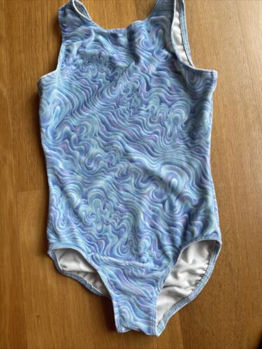 Kids Girls Danskin Velour Tank Gymnastics Dance Leotard Leo Blue Medium 8-10 CM