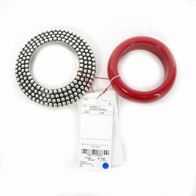 Dsquared DSQUARED2 22AW Bangle Set Studs Silver Red S83AR0151 Used  