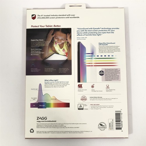 Neuf ZAGG InvisibleShield Glass Elite VisionGuard protection écran 10,2" iPad 9ème - Photo 3/3