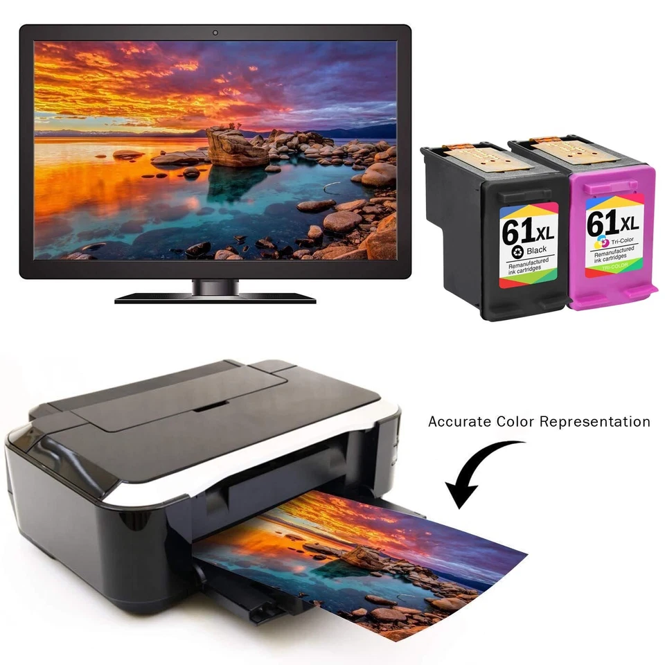 61XL Ink Cartridges for HP Envy 4500 4502 5530 Officejet 4630 Deskjet 2622 2540 - Image 3 of 3