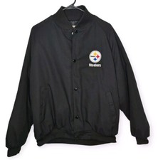 Vintage Pittsburgh Steelers Bomber Jacket Black Size Large West Ark USA