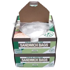Large Fold-Top Sandwich Bags - 7in. x 7in. - Case of 2000