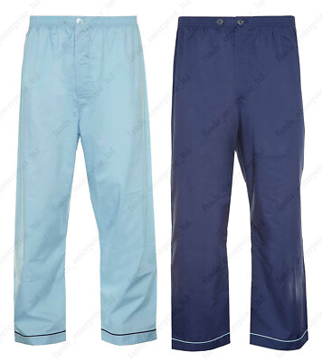 2X Pack Champion einfarbige lange Pyjamahosen aus Baumwolle für Herren blau, marineblau UK-Größe S-5XL