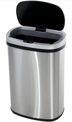 13 Gallon Touch Free Automatic Stainless Steel Trash Can Garbage Can ...