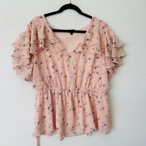Lane Bryant Schößchen Top Damen 18 Blumen Kurzarm Bluse Frühling Sommer Landhaus