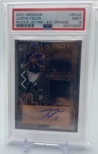 2021 Panini Obsidian Justin Fields RPA Orange /75 PSA 9 #RJIJF
