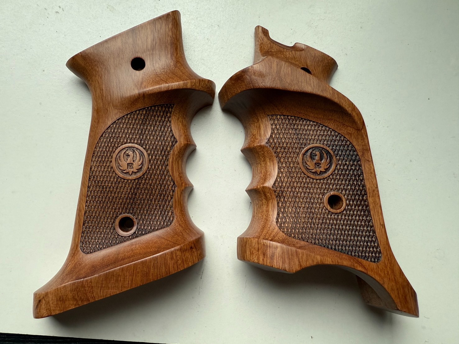 New Handcrafted Padauk Wood Grips for Ruger Mark II (ONLY), Right-Handed