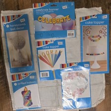 Lot de 6 décorations faveurs de fête neuves / gâteaux - ballons / merci / fête /