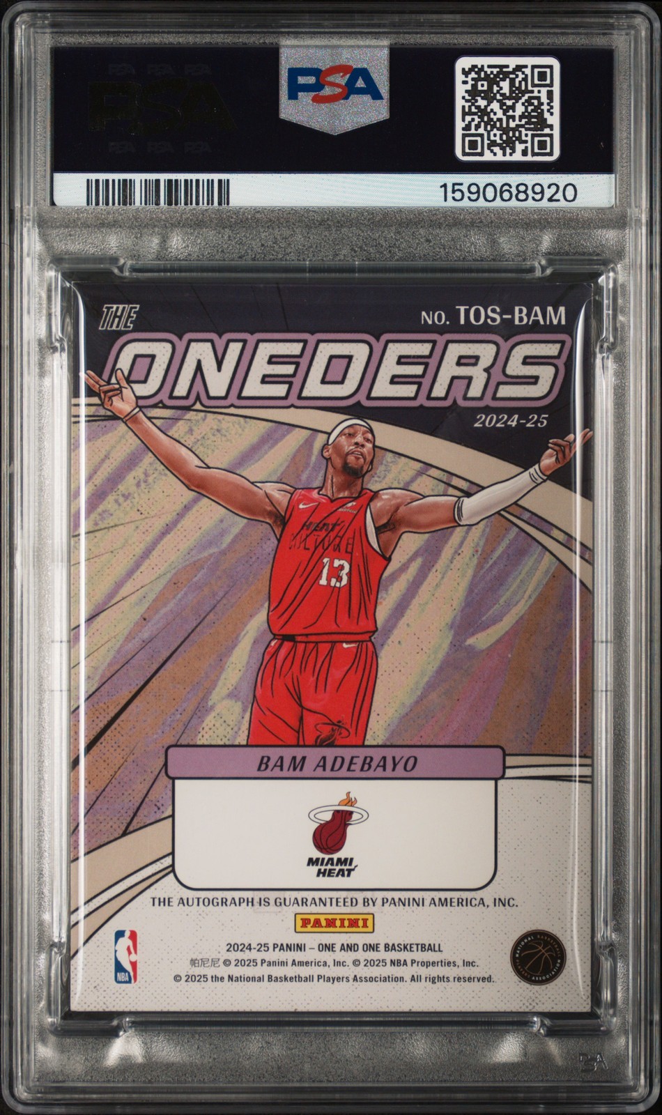 2024 PANINI ONE & ONE THE ONEDERS SIG BAM ADEBAYO 39/49 PSA 7 AUTO AUTHENTIC view 2
