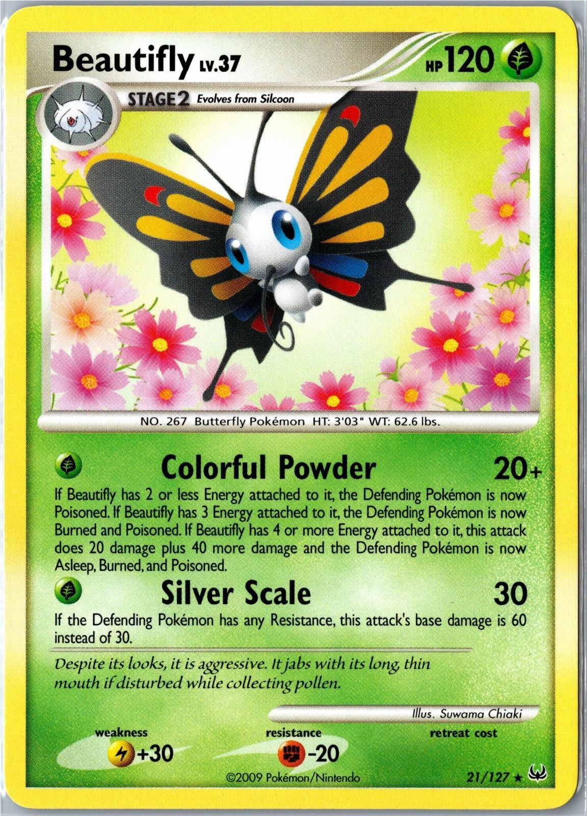 Pokemon Card - Beautifly 21/127 Platinum Rare Lightly Played