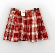 NWT Pleated Plaid Women’s Medium Mini Skirt Forever 21 Burgundy Red White School