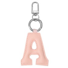 Initial Letter Keychain Cute Leather Keychains w/ Letter A Pink