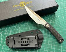 TWOSUN MINI FIXED BLADE KNIFE CARBON FIBER HANDLE M390 EDGE TS540-M390-Satin-KS