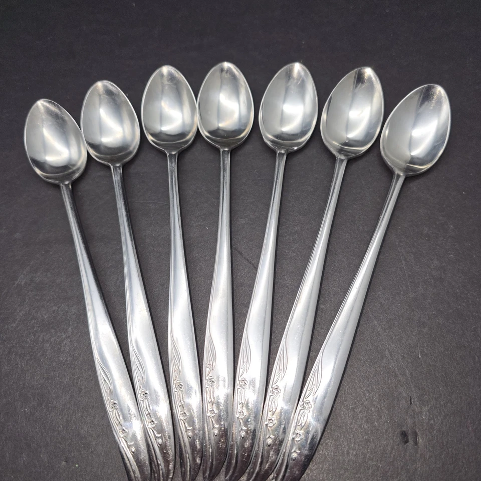 Vintage 7 pieces Dorzel Hull Stainless Long Ice Tea Spoons From Japan (Embrace) - Image 4 of 4