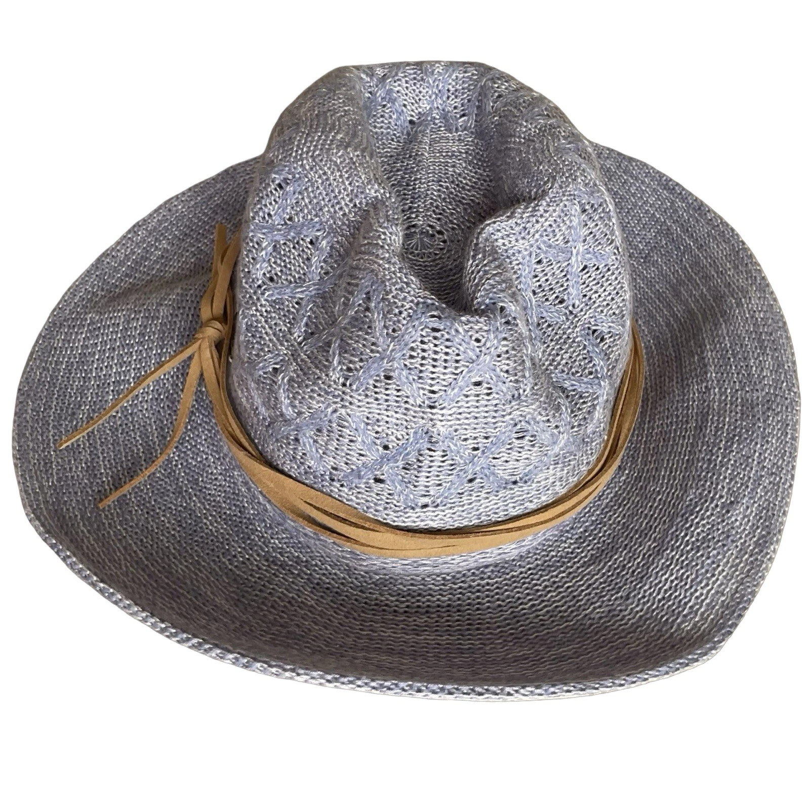 Sun N Sand Hat Knitted Safari Fedora Blue 50+ UPF Protection