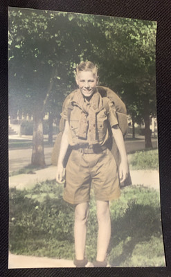 BOY SCOUTS Full Uniform Backpack August 1933 Bob Frost 6x10 Buffalo NY BSA