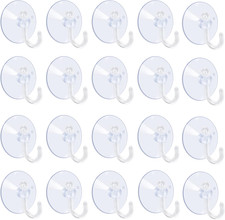 20 Packs Suction Cups 1.2 Inch Clear Sucker Pads with Hooks for Glass Home Or...