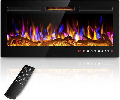 Chimenea Electrica Empotrada 36'' Calentador Colorido Pantalla LED Remoto 1500W
