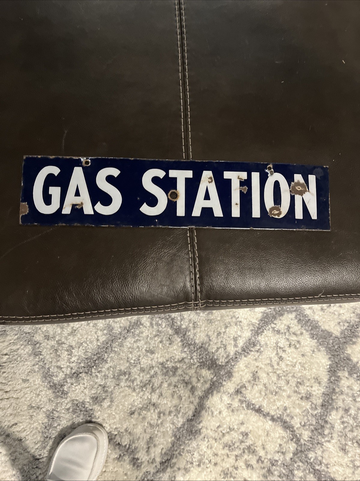 18x4 Gas Station Sign Porcelain Original Double Sided