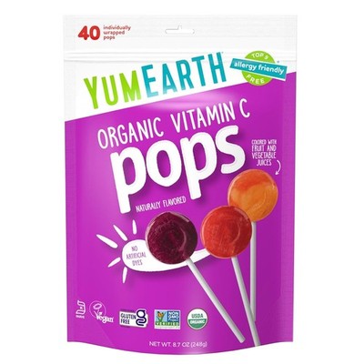 YumEarth Organic Vitamin C Pops Variety Pack, 40 Fruit Flavored Favorites Lollip