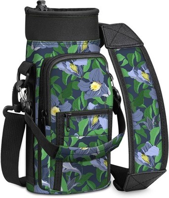 Water Bottle Carrier Bag with Adjustable Shoulder Strap for Hiking Travelling