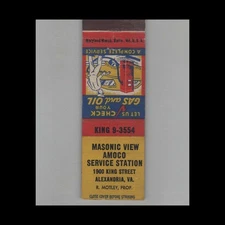Matchbook Cover Amoco Gas Station Masonic View Amoco Station Alexandria, VA
